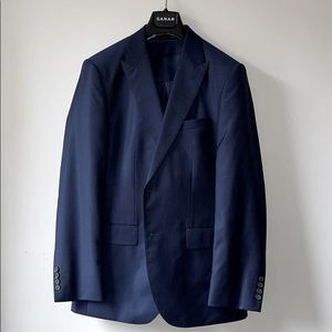 SARAR suit 40R 32W blue pinstripe.